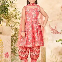 Aarika Girls Floral Printed Regular Kurta with Patiala & With Dupatta-picture-3