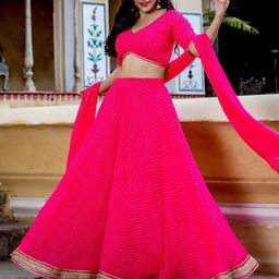 FABPIXEL Printed Semi-Stitched Lehenga & Unstitched Blouse With Dupatta-picture-14