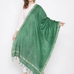 Clora Creation Cotton Blend Dupatta With Tasselled Border-picture-57
