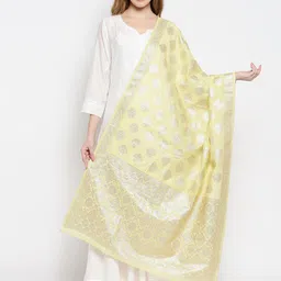 Ethnicity Green & Gold-Toned Printed Viscose Rayon Dupatta with Zari-picture-8