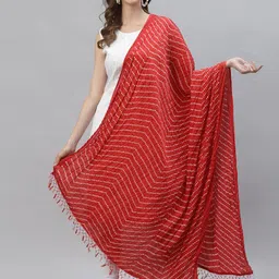 Stylum Red & Gold-Toned Printed Bandhani Dupatta-30