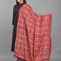 Apratim Maroon & White Printed Bandhani Dupatta-32