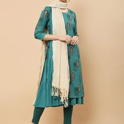 Soch Beige Cotton Silk Solid Dupatta-10