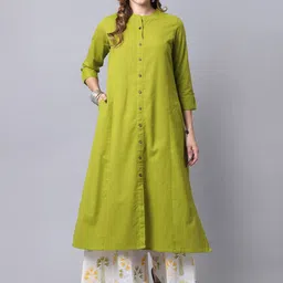 Pistaa Women Green Floral Kurta with Palazzo-image-12