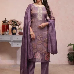 SHREE LAXMINARAYAN EXPORTFloral Embroidered Straight Kurta With Trousers And Dupatta-picture-16