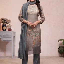 SHREE LAXMINARAYAN EXPORT Women Floral Embroidered Regular Kurti with Trousers & With Dupatta-picture-18