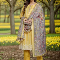 AHIKA Shibori Dyed Regular Thread Work Kurta with Trousers & Dupatta-14