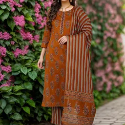 AHIKA Women Printed Kurta with Trousers & Dupatta-image-12