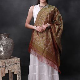 Exotic India Printed Pure Silk Dupatta-image-36
