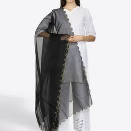 SWI Stylish Solid Zari Organza Dupatta-picture-20