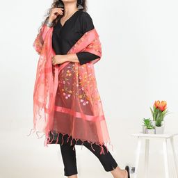 HELLA FASHIONS Floral Embroidered Organza Dupatta-picture-52