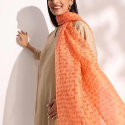 Fabindia Ethnic Motifs Printed Tasselled Silk Dupatta-15