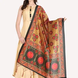 Kaizen TEXO FAB Black & Green Ethnic Motifs Printed Dupatta-53