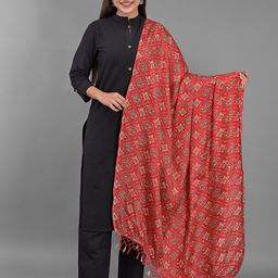 Apratim Red & Green Ethnic Motifs Printed Dupatta-34