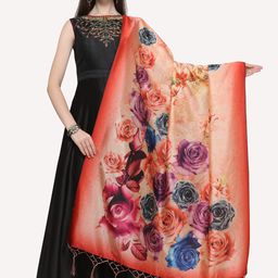 Kaizen TEXO FAB Peach-Coloured & Blue Ethnic Motifs Printed Dupatta-68