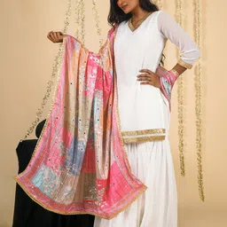 TEEJH Ethnic Motifs Printed Dupatta With Mirror Work image 1