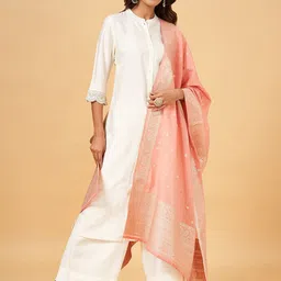 RANGMANCH BY PANTALOONS Floral Woven Design Zari Silk Dupatta-56