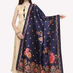 Kaizen TEXO FAB Navy Blue & Cream-Coloured Printed Dupatta-70