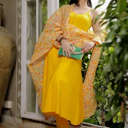 Indi INSIDE Shoulder Straps Anarkali Kurta with Trousers & Dupatta-50
