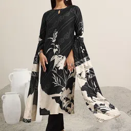 Libas Floral Bandhani Printed Key Hole Neck Straight Kurta With Trousers And Dupatta-picture-12