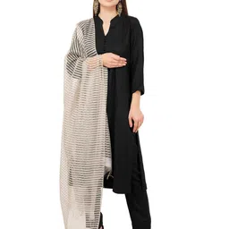 Rhe-Ana Taupe Striped Art Silk Dupatta-picture-38