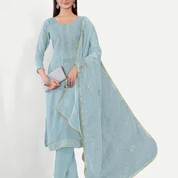 TAVAS Ethnic Motifs Sequinned Embroidered Unstitched Dress Material-image-71