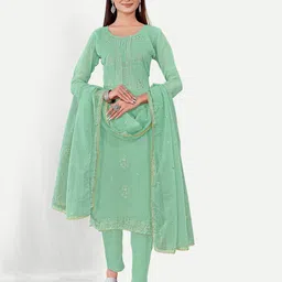 TAVAS Floral Embroidered Gotta Patti Unstitched Dress Material-picture-31