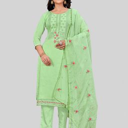 TAVAS Floral Embroidered Gotta Patti Unstitched Dress Material-image-55