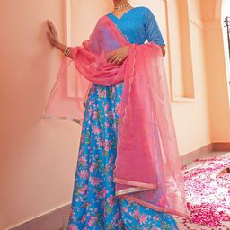 Janasya Floral Printed Sequinned Ready to Wear Lehenga & Blouse With Dupatta-picture-19