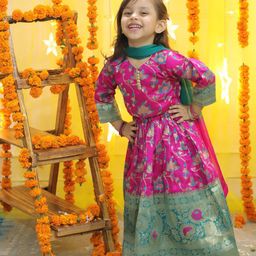 BownBee Girls Woven Design Ready to Wear Lehenga & Blouse With Dupatta-picture-32