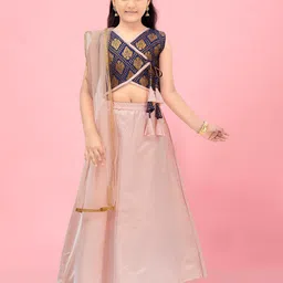 BAESD Girls Woven Design Ready to Wear Lehenga & Blouse With Dupatta-image-2