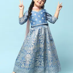 Biba Girls Printed V-Neck Ready to Wear Lehenga & Blouse With Dupatta-picture-46