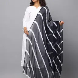 HELLA FASHIONS Leheriya Striped Chiffon Dupatta-19