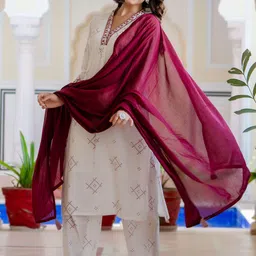 Anouk Women Bandhani Printed Pleated Thread Work Pure Cotton Kurta with Palazzos & With Dupatta-5