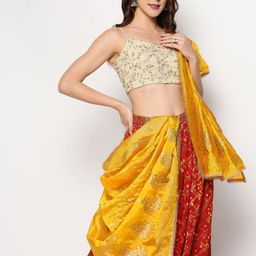 Dupatta Bazaar Yellow Ethnic Motifs Printed Khari Print Dupatta image 2