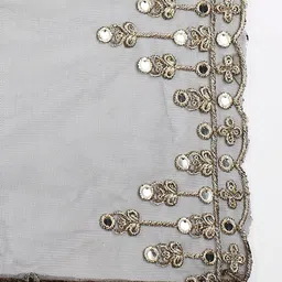Dupatta Bazaar Black & Gold-Toned Ethnic Motifs Embroidered Dupatta with Mirror Work image 2