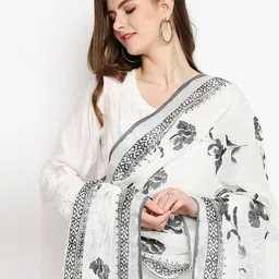 Dupatta Bazaar White & Black Printed Dupatta image 2