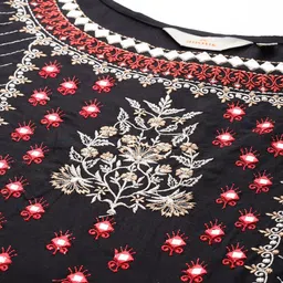 Anouk Embroidered Yoke Mirror Work Kurta with Trousers & Dupatta image 3