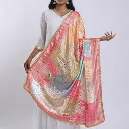 TEEJH Ethnic Motifs Printed Dupatta With Mirror Work image 2