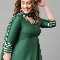 Khushal K Self Design Gotta Patti Anarkali Kurta With Trousers & Dupatta-35
