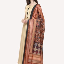 Kaizen TEXO FAB Black & Red Printed Floral Dupatta image 4