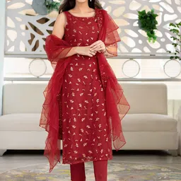 Label Shaurya Sanadhya Floral Embroidered Sequinned Kurta with Trousers & With Dupatta image 5