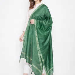 Clora Creation Cotton Blend Dupatta With Tasselled Border image 3