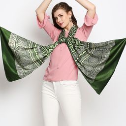 Dupatta Bazaar Green & White Ajrakh Printed Dupatta image 3