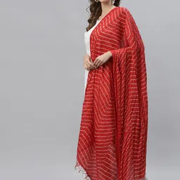 Stylum Red & Gold-Toned Printed Bandhani Dupatta image 4
