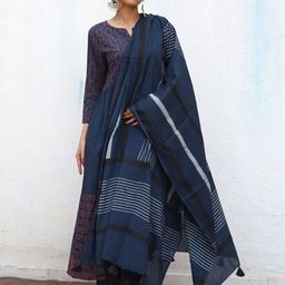 Chidiyaa Meredith Striped Block Print Pure Cotton Dupatta image 4
