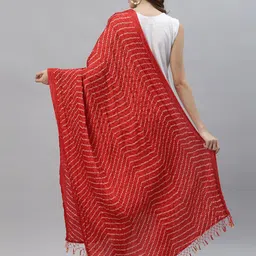 Stylum Red & Gold-Toned Printed Bandhani Dupatta image 3
