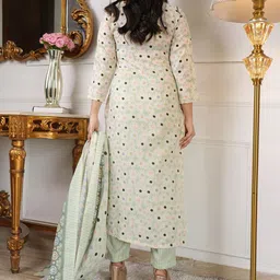 KALINI Floral Printed Regular Kurta with Trousers & With Dupatta image 2