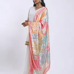 TEEJH Ethnic Motifs Printed Dupatta With Mirror Work image 4