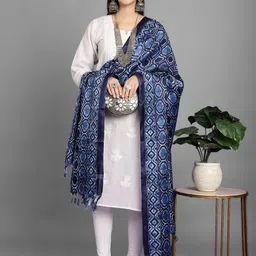 LOOM LEGACY Ethnic Motifs Block Printed Tasselled Dupatta image 4